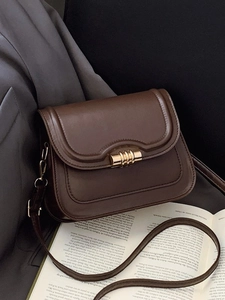 Borsa A Tracolla Vintage Da Donna Pelle PU Piccola Borsa Quadrata Con Chiusura In Metallo Dorato Patta Elegante Quotidiana