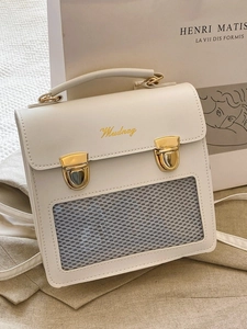 Sac Ita Japonais pour Femmes Fenêtre PVC Transparente Sac à Dos en Cuir PU Sac Bandoulière Mode Boucles d'Or Sac de Banlieue