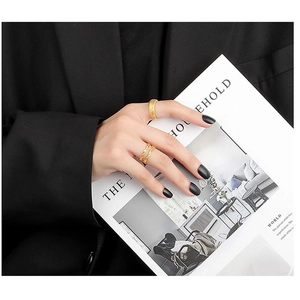S925 Silber unregelmäßige Goldwellenringe im Set mit Retro-Streifentextur für Damen