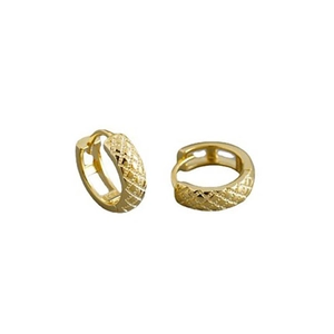 Elegant gold S925 silver hoop earrings with hollow grid pattern for a stylish look