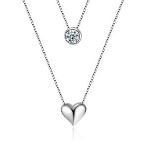 Collane minimaliste in argento con cuore e zircone tondo con catenine a scatola