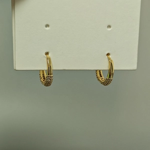 Minimalist 925 silver hoop earrings with gold plating and sparkling zircon stones