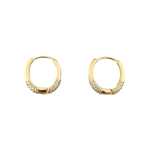 Minimalist gold 925 sterling silver hoop earrings with micro-pave cubic zirconia stones