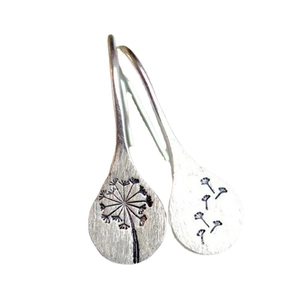 S925 sterling silver drop hook earrings with brushed dandelion design for women