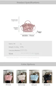 Detailed size chart and dimensions for the French cloud crossbody bag with ruffles