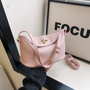 Women Shoulder Crossbody Bag Lychee Pattern PU Leather Lindy Style Handbag Gold Twist Lock Elegant Daily Commute
