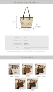 Detailed dimension guide and specifications for vintage floral print large tote bag