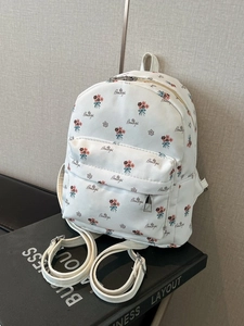 Mini Sac à Dos en Toile Florale Pour Femmes Filles Petit Cartable Mignon Avec Pendentif Nuage Style Coréen Frais Sac à Dos Voyage Décontracté