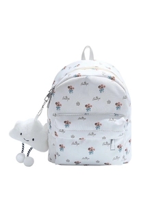 Mini sac à dos floral avec porte-clé nuage en peluche pour l'école