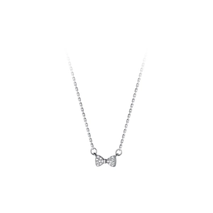 S925 sterling silver bow knot necklace with micro-paved sparkling zircon stones