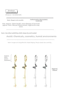 Dimensions détaillées des boucles d'oreilles papillon en argent s925 montrant 53mm de long