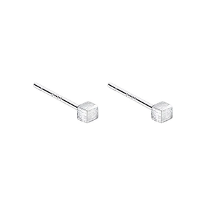 Minimalist S925 sterling silver cube stud earrings with brushed metallic finish