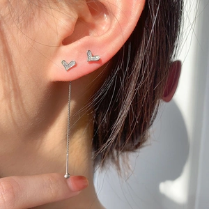 Heart Zircon Earrings With 925 Sterling Silver Earring Post Dainty Copper Jewelry For Women Sweet Trendy Style