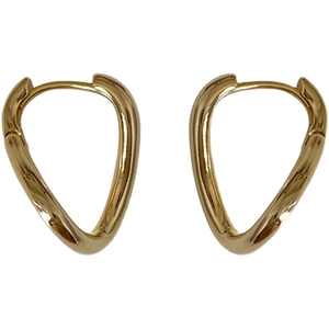 Minimalist irregular geometric gold hoop earrings with a polished metallic finish