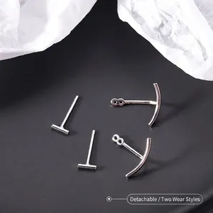 Boucles d'oreilles minimalistes en argent 925 avec design amovible et polyvalent sourire