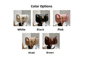 Detail view of the five elegant colors for this minimalist crossbody handbag