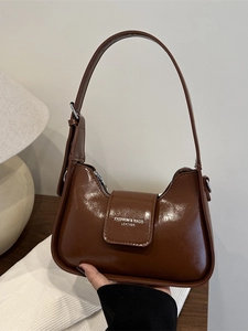 Women French Style PU Leather Underarm Bag Fashion Minimalist Hobo Shoulder Bag Solid Color Baguette Bag For Daily Commute