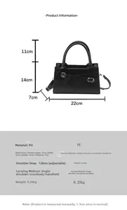 Detailed size specifications for women's black PU leather handbag with bow decoration