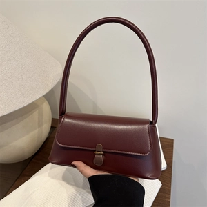 Women Baguette Bag Retro PU Leather Underarm Shoulder Bag Minimalist Commute Handbag For Ladies Fashion Niche Design