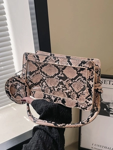 Sac À Bandoulière Imprimé Serpent Pour Femmes Cuir PU Avec Fenêtre Transparente Et Petit Porte Monnaie Rond