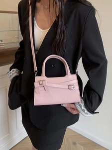 Rosa Schleife Handtasche aus Leder mit Umhängeriemen für Damen, Frühlingsmode Accessoire