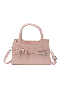 Schicke rosa Trapezhandtasche mit Schleife und Silberschnallen für Damen