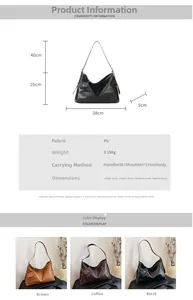 Größentabelle für Shopper-Tasche mit Maßen 38x25x9cm und Materialangaben aus PU-Leder