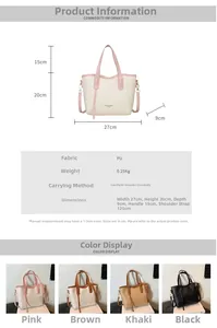 Specifiche dettagliate delle dimensioni per borsa tote francese in pelle PU in 4 colori
