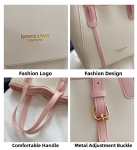 Dettagli della borsa tote beige con manici rosa e fibbie in metallo dorato lucido