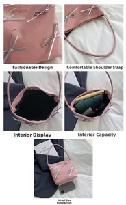 Detailansicht der rosa Schleifen-Tasche mit Innenraum und Magnetverschluss