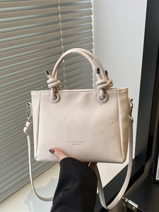 Sac À Main Femmes Cuir PU Grain Litchi Poignée Noeud Sac Bandoulière Minimaliste Mode Élégant