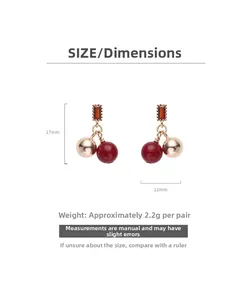 Detaillierte Größentabelle für s925 Silber Vintage rote Perlenohrringe 17mm hoch 12mm breit