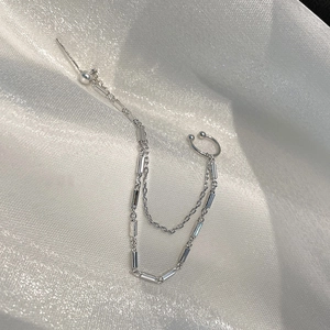 Orecchini a catena in argento minimalisti con ear cuff e design a doppio strato