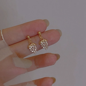 Boucles d'oreilles grappe en argent S925 doré avec zircons blancs pour femmes