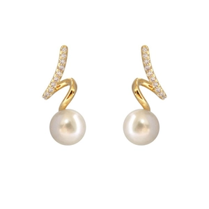 Boucles d'oreilles pendantes en perles et or géométrique avec design torsadé