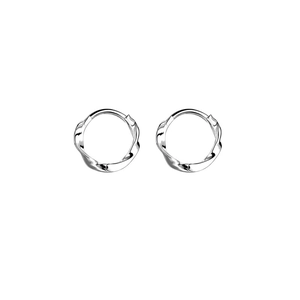 Minimalist S925 sterling silver twisted hoop earrings with a sleek Moebius design