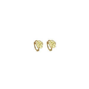 Elegant s925 silver hollow rose flower hoop earrings with polished gold finish for women
