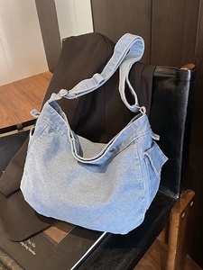 Denim Messenger Bag Large Capacity Hobo Bag For Women Vintage Canvas Shoulder Crossbody Bag Casual Daily Tote Bag