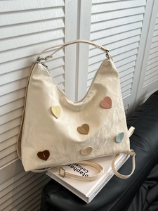 Damen Herzmuster Geplissiert PU Leder Einkaufstasche Große Kapazität Multifunktionale Umhängetasche Rucksack Mode Handtasche