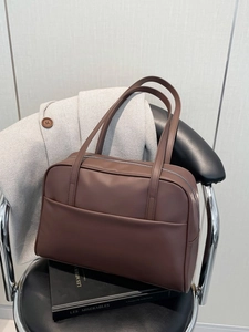 Minimalist PU Leather Underarm Bag For Women Large Capacity Shoulder Tote Bag With Front Pocket Zipper Closure Commuting Handbag