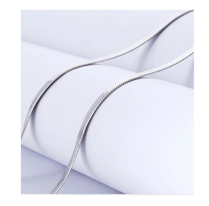 Minimalist S925 sterling silver flat snake bone chain necklace with a polished finish