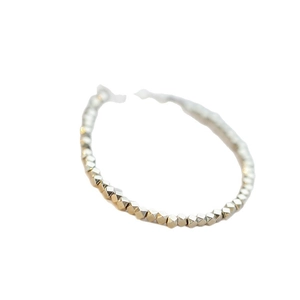 Minimalist S925 silver and gold beaded bracelet with geometric faceted metal beads