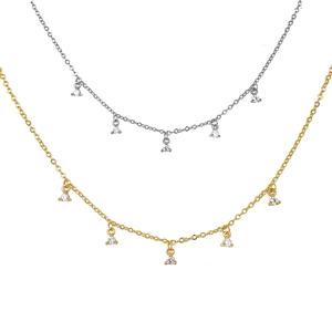 Copper Triangle Cubic Zirconia Necklace For Women Minimalist Fashion Jewelry Clavicle Chain Elegant Accessory