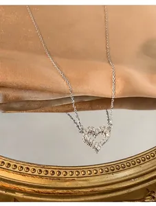 Elegant S925 silver heart necklace with AAA cubic zirconia micro-pave pendant