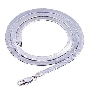 S925 sterling silver flat snake chain necklace with lobster clasp for women