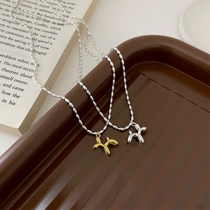 Colliers avec pendentif chien ballon en argent sterling S925, finitions or et argent