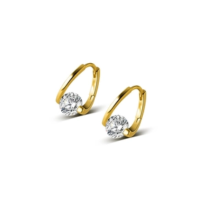 Elegant gold plated S925 silver hoop earrings with a large brilliant cut round zircon