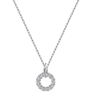 Minimalist S925 sterling silver geometric circle necklace with sparkling crystals
