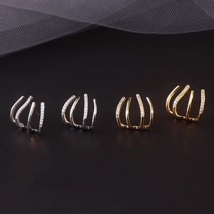 S925 Sterling Silber 4-Krallen-Ohrklemmen mit Kristallen in Gold und Silber