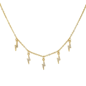 S925 sterling silver lightning tassel necklace with glittering zircon stones for women